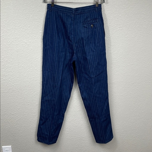 Vintage Sears High Rise Stripe Straight Leg Jeans Rigid Denim Dark Wash - Picture 6 of 13